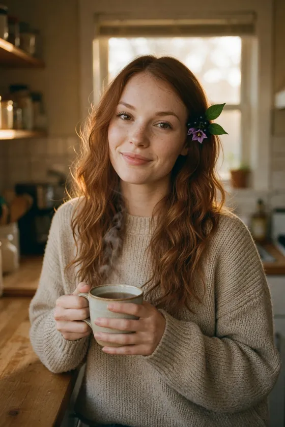 Atropa, tea: A kitchen in the evening, standing longer than needed.